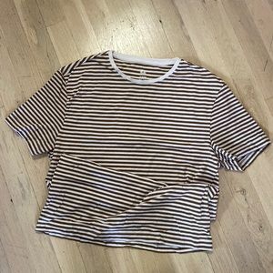 Brown & White Striped H&M T-Shirt